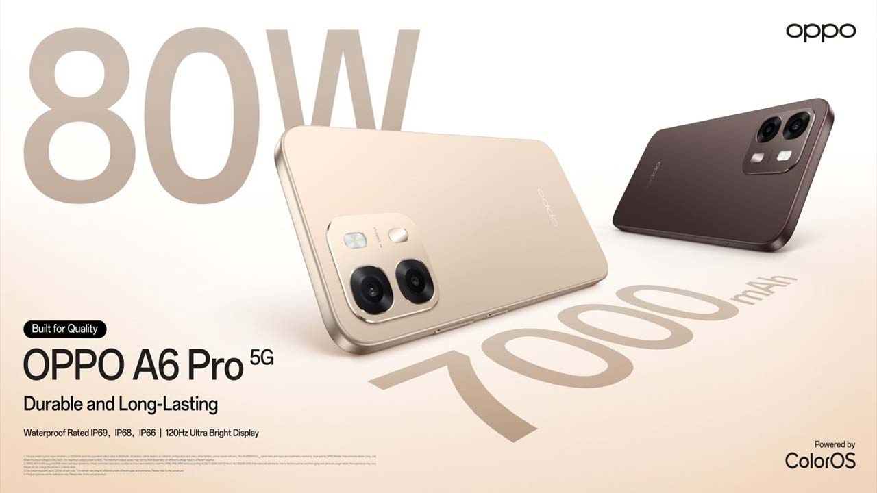 IP66+IP68+IP69 రేటింగ్స్, 120Hz డిస్‌ప్లే, 7000mAh బ్యాటరీతో OPPO A6 Pro 5G భారత్ లో లాంచ్.. ధర ఎంతంటే..?